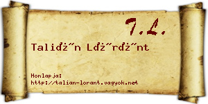 Talián Lóránt névjegykártya