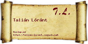 Talián Lóránt névjegykártya